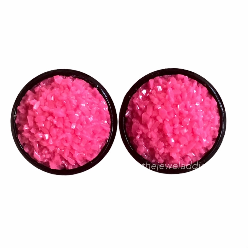 3/$15🎀 hot pink flat faux druzy studs